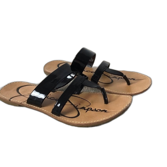 Jessica Simpson Sandals Patent Leather Black Size Kids 3 - Picture 1 of 5